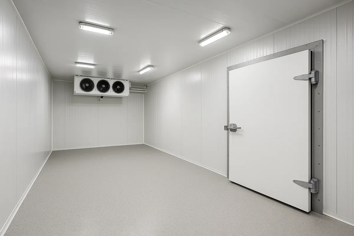Interior de cámara de ambiente controlado con acabado sanitario